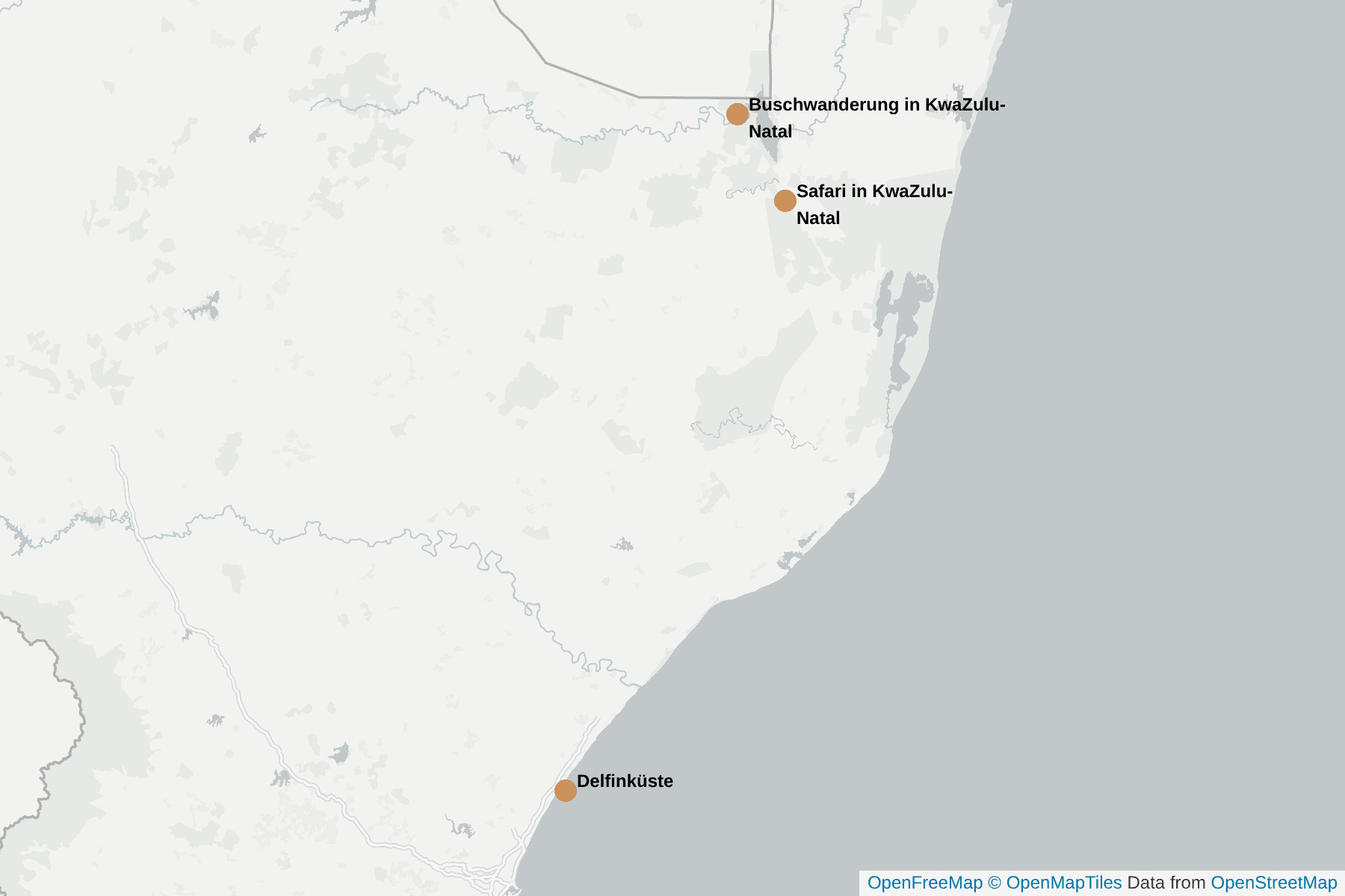 Karte von KwaZulu-Natal