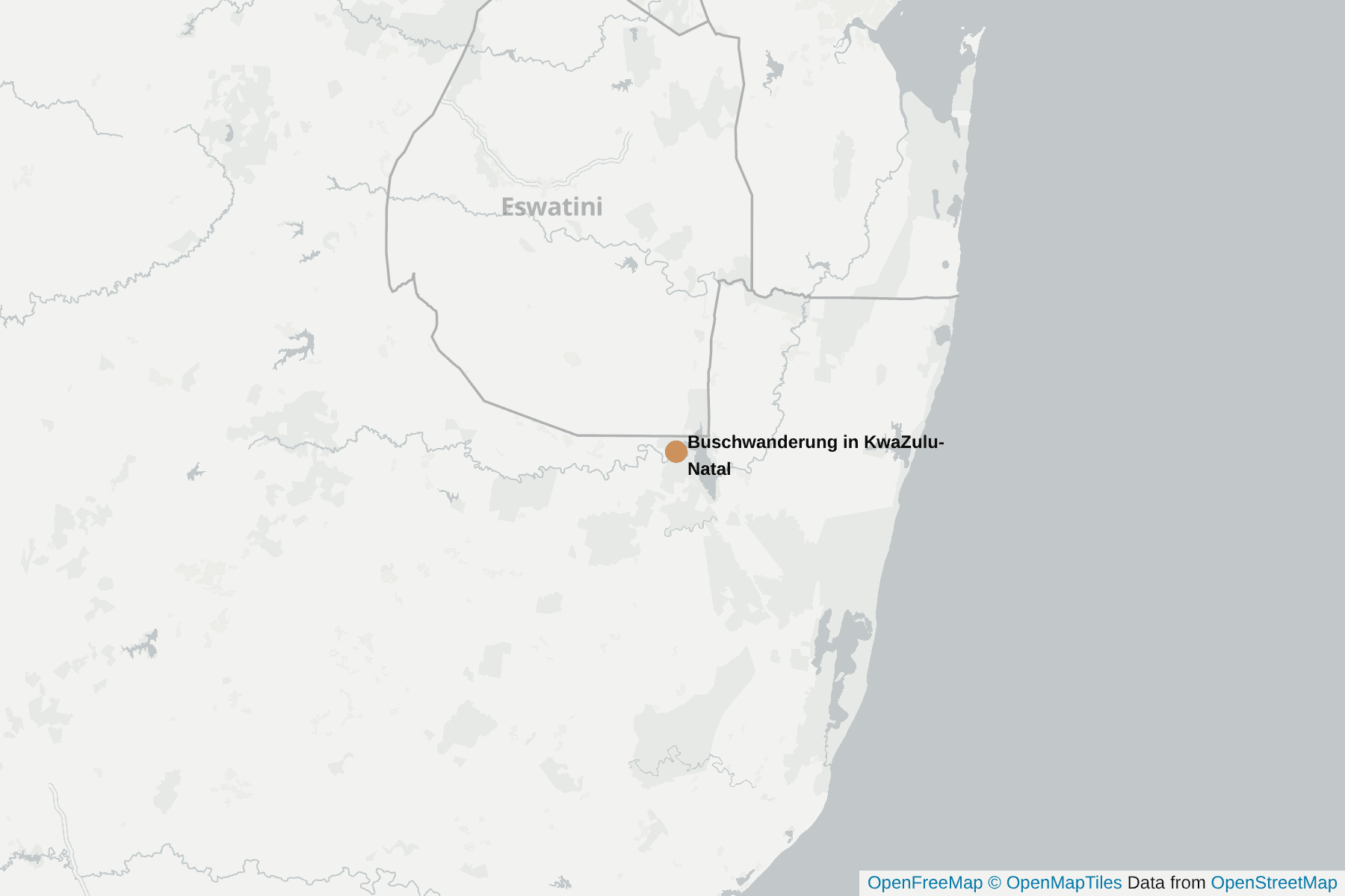 Karte von Buschwanderung in KwaZulu-Natal